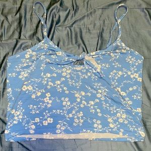 PacSun Light Blue w/ Flowers Cropped Tank